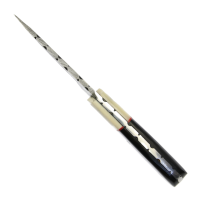 elTORO Corno di bufalo - Damasco - Coltello da caccia - 10cm - fodero in pelle incluso