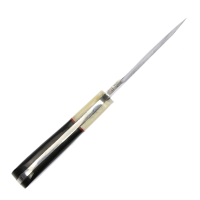 elTORO Corno di bufalo - Damasco - Coltello da caccia - 10cm - fodero in pelle incluso