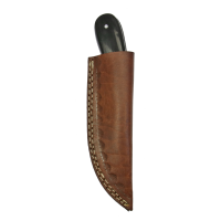 elTORO Corno di bufalo - Damasco - Coltello da caccia - 10cm - fodero in pelle incluso