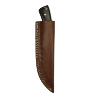elTORO Corno di bufalo - Damasco - Coltello da caccia - 10cm - fodero in pelle incluso