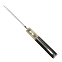 elTORO Corno di bufalo - Damasco - Coltello da caccia - 10cm - fodero in pelle incluso