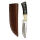 elTORO Corno di bufalo - Damasco - Coltello da caccia - 10cm - fodero in pelle incluso