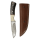 elTORO Corno di bufalo - Damasco - Coltello da caccia - 10cm - fodero in pelle incluso