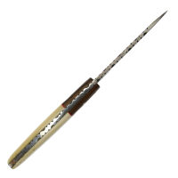 elTORO Corno di noce - Damasco - Coltello da caccia - 10cm - fodero in pelle incluso