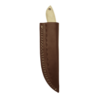 elTORO Corno di noce - Damasco - Coltello da caccia - 10cm - fodero in pelle incluso