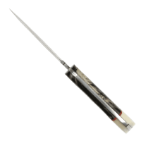elTORO Osso di bufalo - Damasco - Coltello da caccia - 11 cm - fodero in pelle incluso