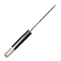 elTORO Osso di bufalo - Damasco - Coltello da caccia - 11 cm - fodero in pelle incluso