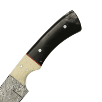 elTORO Corno di bufalo - Damasco - Coltello da caccia - 10cm - fodero in pelle incluso