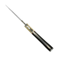 elTORO Corno di bufalo - Damasco - Coltello da caccia - 10cm - fodero in pelle incluso