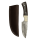 elTORO Corno di bufalo - Damasco - Coltello da caccia - 10cm - fodero in pelle incluso