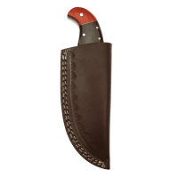 elTORO Skinner Horn - Coltello da scuoio in acciaio Damasco - 8,2cm - fodero in pelle incluso