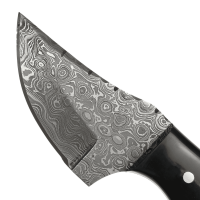 elTORO Skinner Horn - Coltello da scuoio in acciaio Damasco - 8,2cm - fodero in pelle incluso