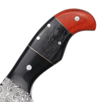 elTORO Skinner Horn - Coltello da scuoio in acciaio Damasco - 8,2cm - fodero in pelle incluso