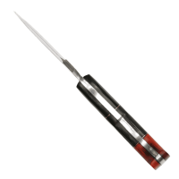 elTORO Skinner Horn - Coltello da scuoio in acciaio Damasco - 8,2cm - fodero in pelle incluso