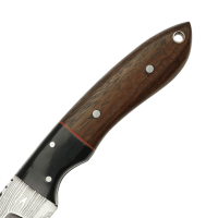 elTORO Corno di noce - Damasco - Coltello da caccia - 10cm - fodero in pelle incluso