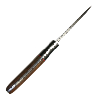 elTORO Corno di noce - Damasco - Coltello da caccia - 10cm - fodero in pelle incluso