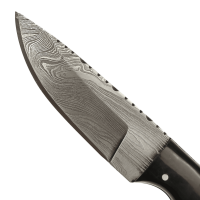 elTORO Corno di noce - Damasco - Coltello da caccia - 10cm - fodero in pelle incluso