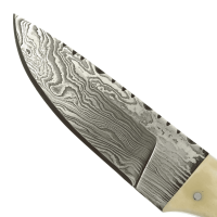 elTORO Corno di bufalo - Damasco - Coltello da caccia - 10cm - fodero in pelle incluso