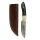 elTORO Corno di bufalo - Damasco - Coltello da caccia - 10cm - fodero in pelle incluso