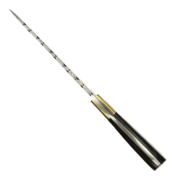 elTORO Corno dottone - Damasco - Coltello da caccia - 14 cm - fodero in pelle incluso