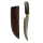 elTORO Corno dottone - Damasco - Coltello da caccia - 14 cm - fodero in pelle incluso