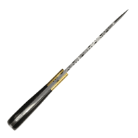 elTORO Corno dottone - Damasco - Coltello da caccia - 12,3 cm - fodero in pelle incluso