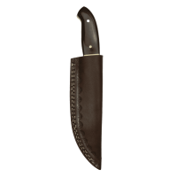 elTORO Corno dottone - Damasco - Coltello da caccia - 12,3 cm - fodero in pelle incluso