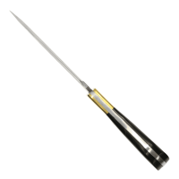 elTORO Corno dottone - Damasco - Coltello da caccia - 12,3 cm - fodero in pelle incluso