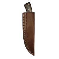 elTORO Corno dacciaio - Damasco - Coltello da caccia - 10cm - fodero in pelle incluso