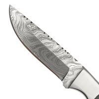 elTORO Corno dacciaio - Damasco - Coltello da caccia - 10cm - fodero in pelle incluso