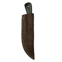 elTORO Corno dacciaio - Damasco - Coltello da caccia - 10cm - fodero in pelle incluso