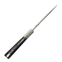 elTORO Corno dacciaio - Damasco - Coltello da caccia - 10cm - fodero in pelle incluso