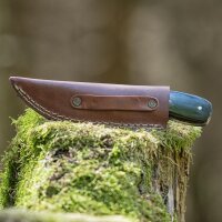 elTORO Steel Horn - Damasco - Coltello da caccia - 9 cm - fodero in pelle incluso