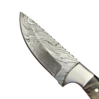 elTORO Steel Horn - Damasco - Coltello da caccia - 9 cm - fodero in pelle incluso