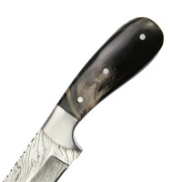 elTORO Steel Horn - Damasco - Coltello da caccia - 9 cm - fodero in pelle incluso