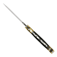 elTORO Doppio corno dottone - Damasco - Coltello da caccia - 10,3 cm - fodero in pelle incluso