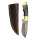 elTORO Doppio corno dottone - Damasco - Coltello da caccia - 10,3 cm - fodero in pelle incluso