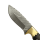 elTORO Doppio corno dottone - Damasco - Coltello da caccia - 10,3 cm - fodero in pelle incluso