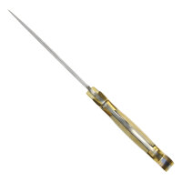 elTORO Doppio osso dottone - Damasco - Coltello da caccia - 13 cm - fodero in pelle incluso