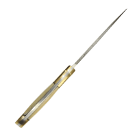 elTORO Doppio osso dottone - Damasco - Coltello da caccia - 13 cm - fodero in pelle incluso