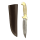 elTORO Doppio osso dottone - Damasco - Coltello da caccia - 13 cm - fodero in pelle incluso