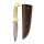 elTORO Doppio osso dottone - Damasco - Coltello da caccia - 13 cm - fodero in pelle incluso