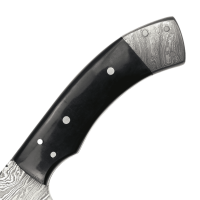 elTORO Damascus Horn - Damasco - Coltello da caccia - 11,5cm - fodero in pelle incluso