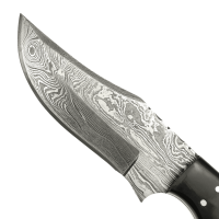 elTORO Damascus Horn - Damasco - Coltello da caccia - 11,5cm - fodero in pelle incluso