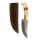 elTORO Doppio corno dottone - Damasco - Coltello da caccia - 11,5 cm - fodero in pelle incluso