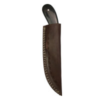 elTORO Corno dottone - Damasco - Coltello da caccia - 12,5 cm - fodero in pelle incluso