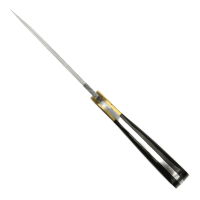 elTORO Corno dottone - Damasco - Coltello da caccia - 12,5 cm - fodero in pelle incluso