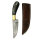 elTORO Corno dottone - Damasco - Coltello da caccia - 12,5 cm - fodero in pelle incluso