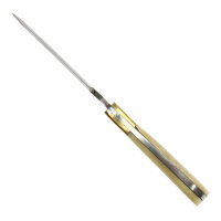 elTORO Brass Bone - Damasco - Coltello da caccia - 12 cm - fodero in pelle incluso
