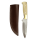 elTORO Brass Bone - Damasco - Coltello da caccia - 12 cm - fodero in pelle incluso